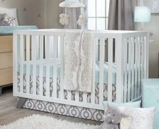 Glenna Jean 3 pc. Crib Bedding Set Quilt, Fitted Sheet,  Skirt Soho Teal Gray