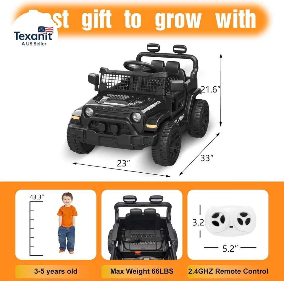 12V Ride on Car with Parent Remote Control, Toddler Electric Car with Spring Sus - Image 3 of 4