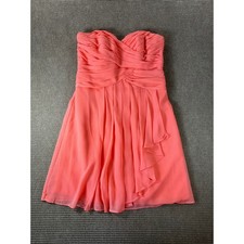 Davids Bridal Coral Pink Chiffon Strapless Sweetheart Cocktail Dress Size 4