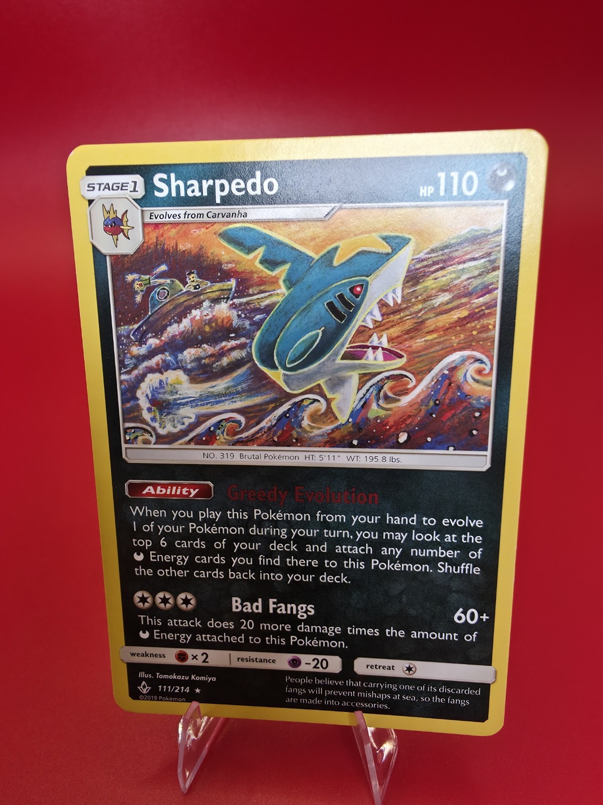 Sharpedo 111/214 Rare SM Unbroken Bonds LP Regular Pokemon Card 2019 Pokémon TCG