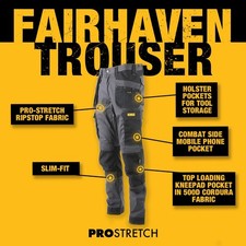 DeWALT Fairhaven Men’s PRO-STRETCH Slim Fit Work Trousers W32 L29 Short