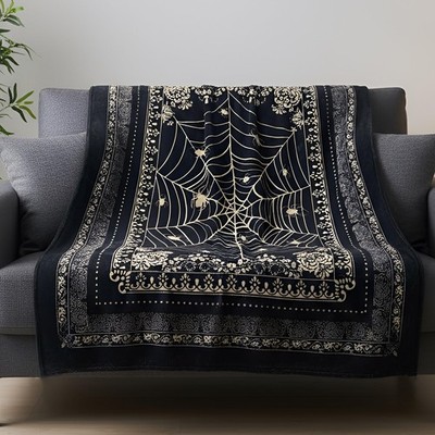 Spider Web Blanket 72'' x 51'' Gothic Gift for Women Men Whimsigoth Goth Thro...
