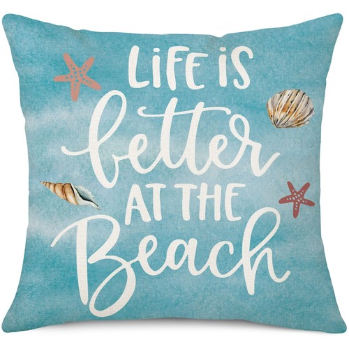 Octopus Squid Pillow Cover Coastal Beach Ocean Animal Starfish Crab Cushion Case - Picture 53 of 89