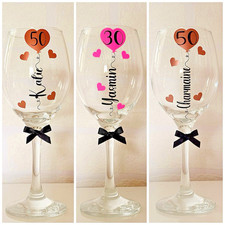 Personalised Wine Glass Birthday Gift For Her 18th 21st 30th 40th 50th 60th