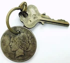 * 1923 PEACE DOLLAR WITH KEY ATTACHED* NR #P3139