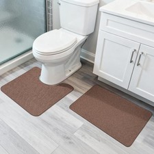 Bosap Bathroom Rugs Set 2 Pieces,Thin 1'8"x2"u 1'5"x2'3" set , Brown