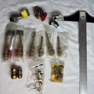 Plumbing Repair Parts Lot Faucet Stems Diverters Brass Caps Boiler Valve Contrac
