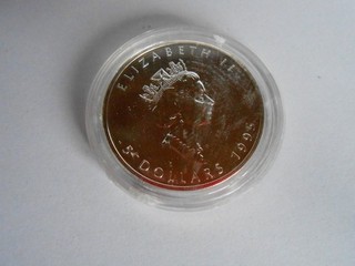 5 Dollars Kanada Maple Leaf 1995 999er Silber 1 Feinunze