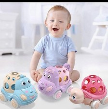 NEW Push and Go Trucks for Toddlers, Soft Rattle and Roll Toys 3 pcs
