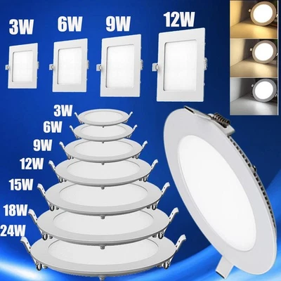 LED Panel Einbaustrahler Deckenleuchte ultra slim Einbauleuchte Spot rund eckig - Bild 1 von 4