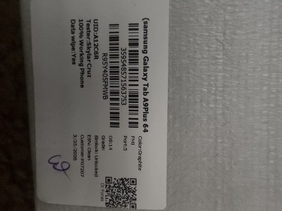 Samsung Galaxy Tab Plus 64 Unlocked to Any Carrier Color Graphite No Box