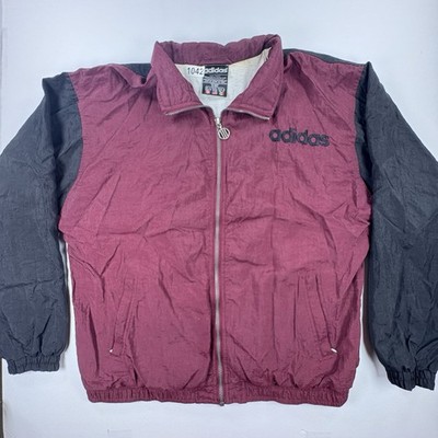 Adidas Vintage Track Jacket Mens Med Burgundy Black Full Zip
