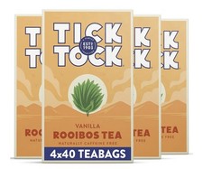 Tick Tock Vanilla Rooibos Tea 160 Bags Caffeine Free Herbal Relaxing Tea 0.08 per strip