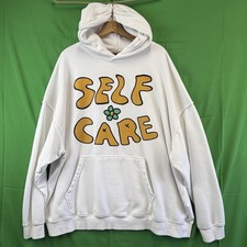 No Boundaries Hoodie 2XL White Oversized Self Care Graphic Fleece Pullover