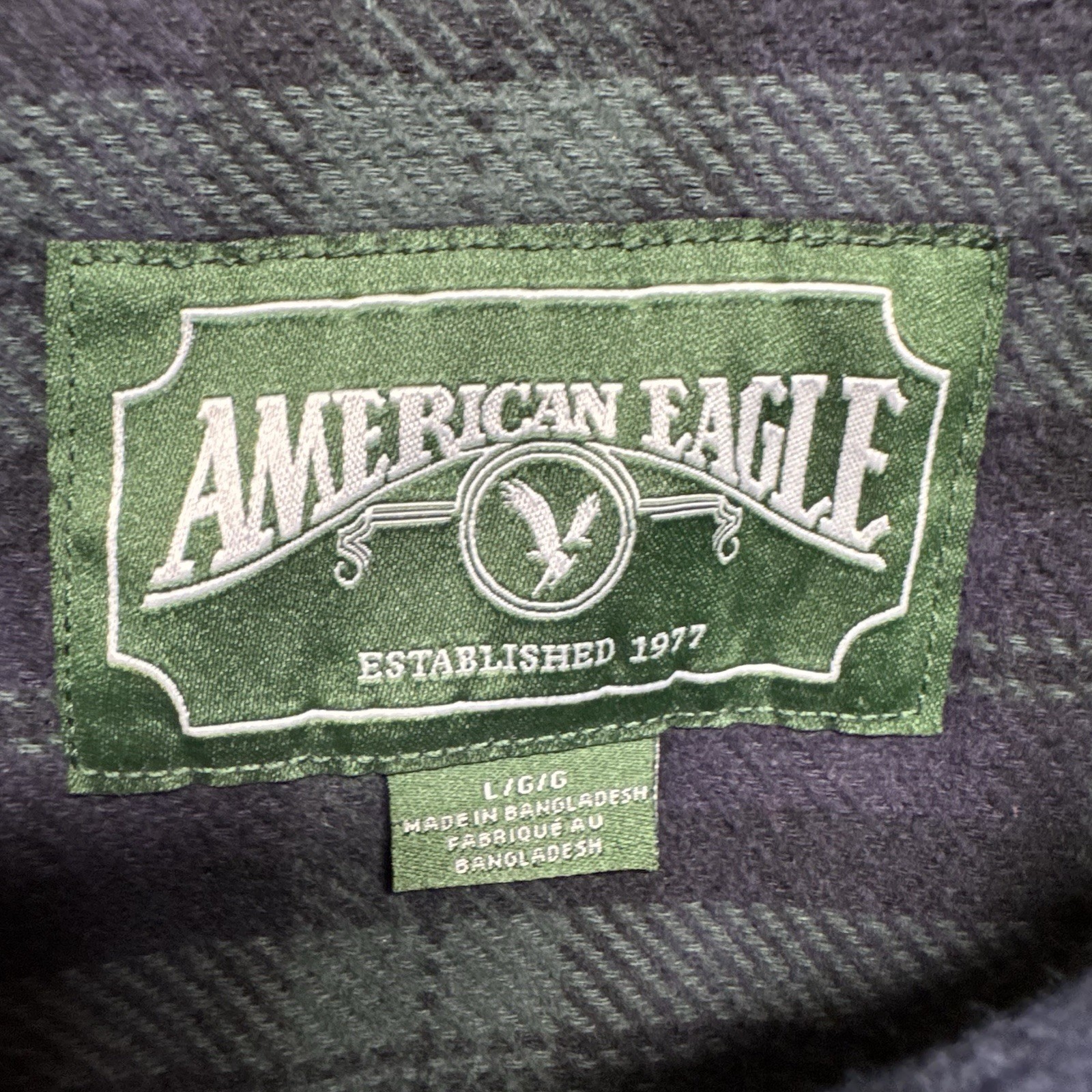 VTG American Eagle Patchwork Flannel Plaid Y2K Ho… - image 3