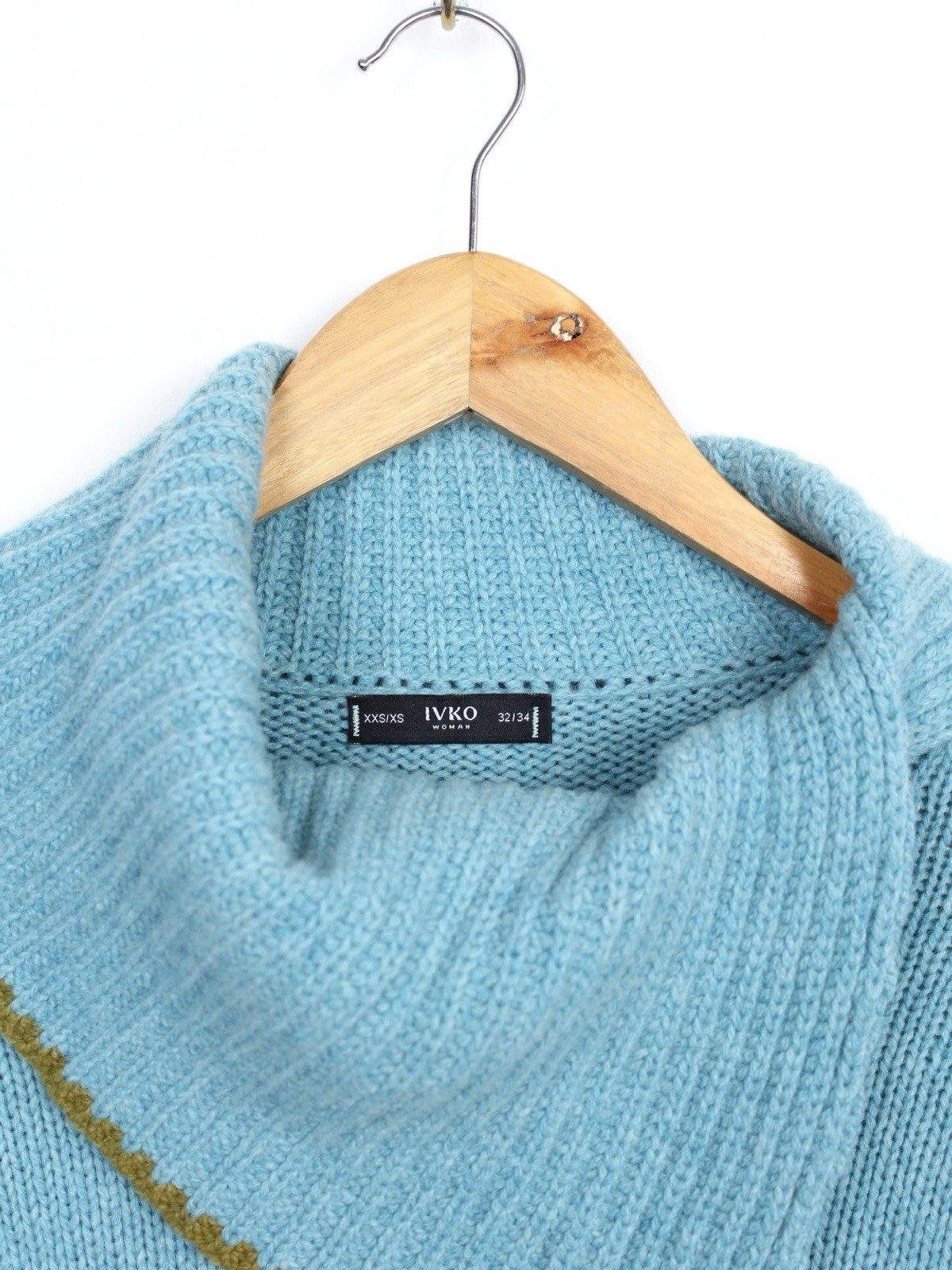 Ivko Sky Blue Solid Roll Neck Pullover Sweater, S… - image 6