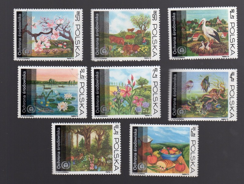 POLAND (1973) PROTECTION OF ENVIRONMENT (FULL set of 8) mostly MNH Sc # 2349-56