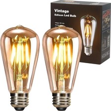 Image of Bulb, Vintage Light Bulb,4W E27 2700K ST64 LED Bulbs, Led Fil