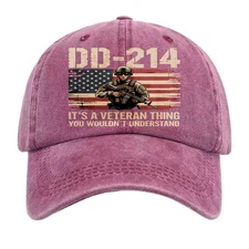 Vintage DD-214 It's A Veteran Thing Dad Hat Patriotic Veteran Graphic Cap
