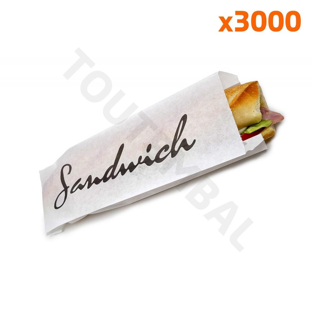 Sachet sandwich en papier kraft blanc haute densité 10x4x35 cm - Carton de 3000
