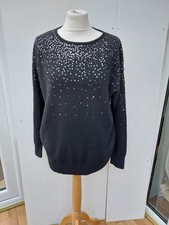 Denim & Co Jumper Scattered Sequin Long Sleeve Sweater Black D&Co New Medium