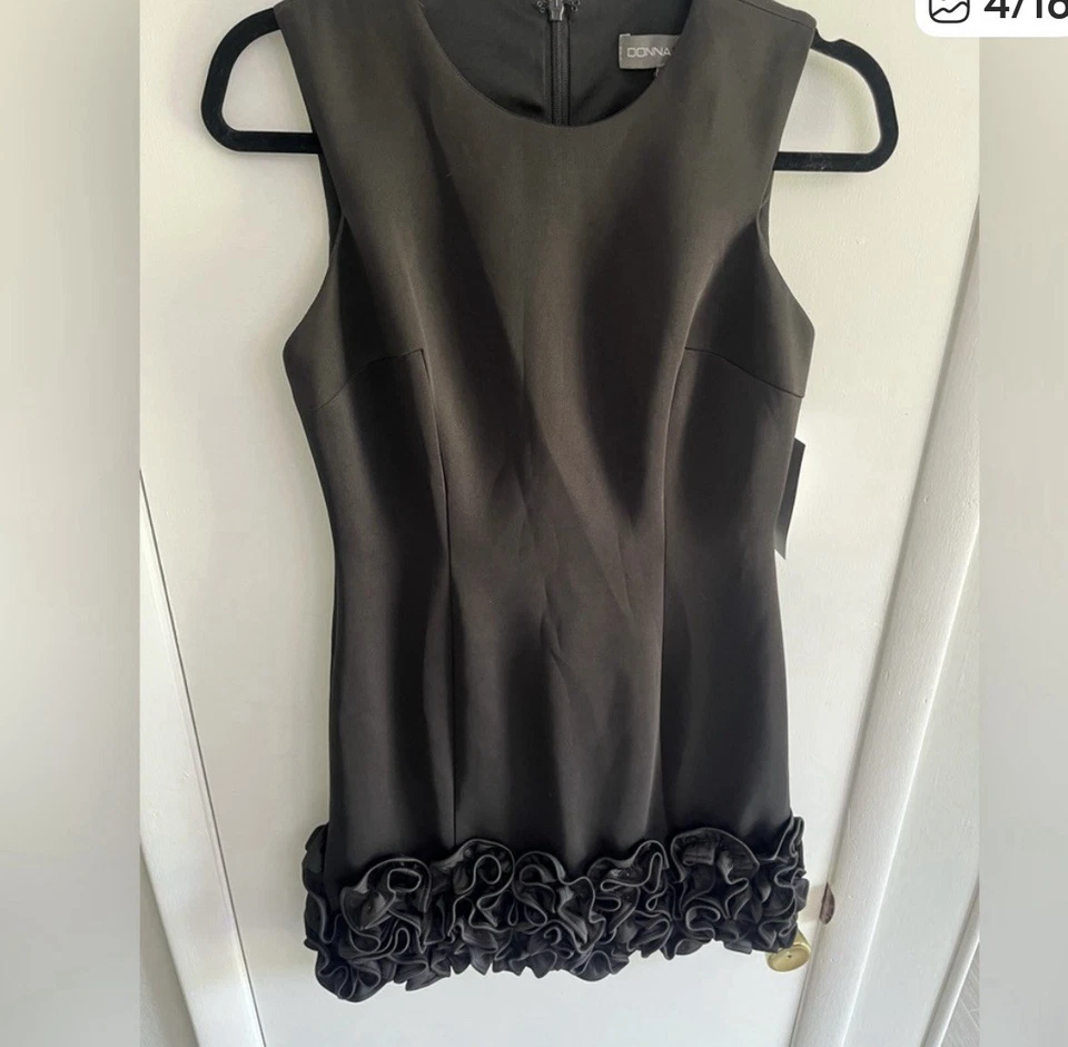 Donnaricco Blk Mini Dress Size 6 Heavy Lined Dress Gorgeous - Image 4 of 4