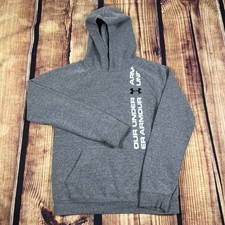Under Armour Hoodie Gray Black Spell Out Cold Gear Youth Large Hooded Sweatshirt