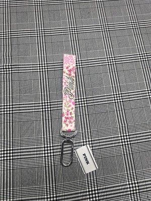 Women's Victoria's Secret Pink Keychain Pink Floral W/ Black Script BNWT