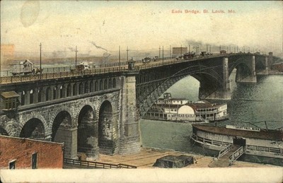 1903 St. Louis Missouri Postcard East Bridge  Posted Steamship Spread Eagle