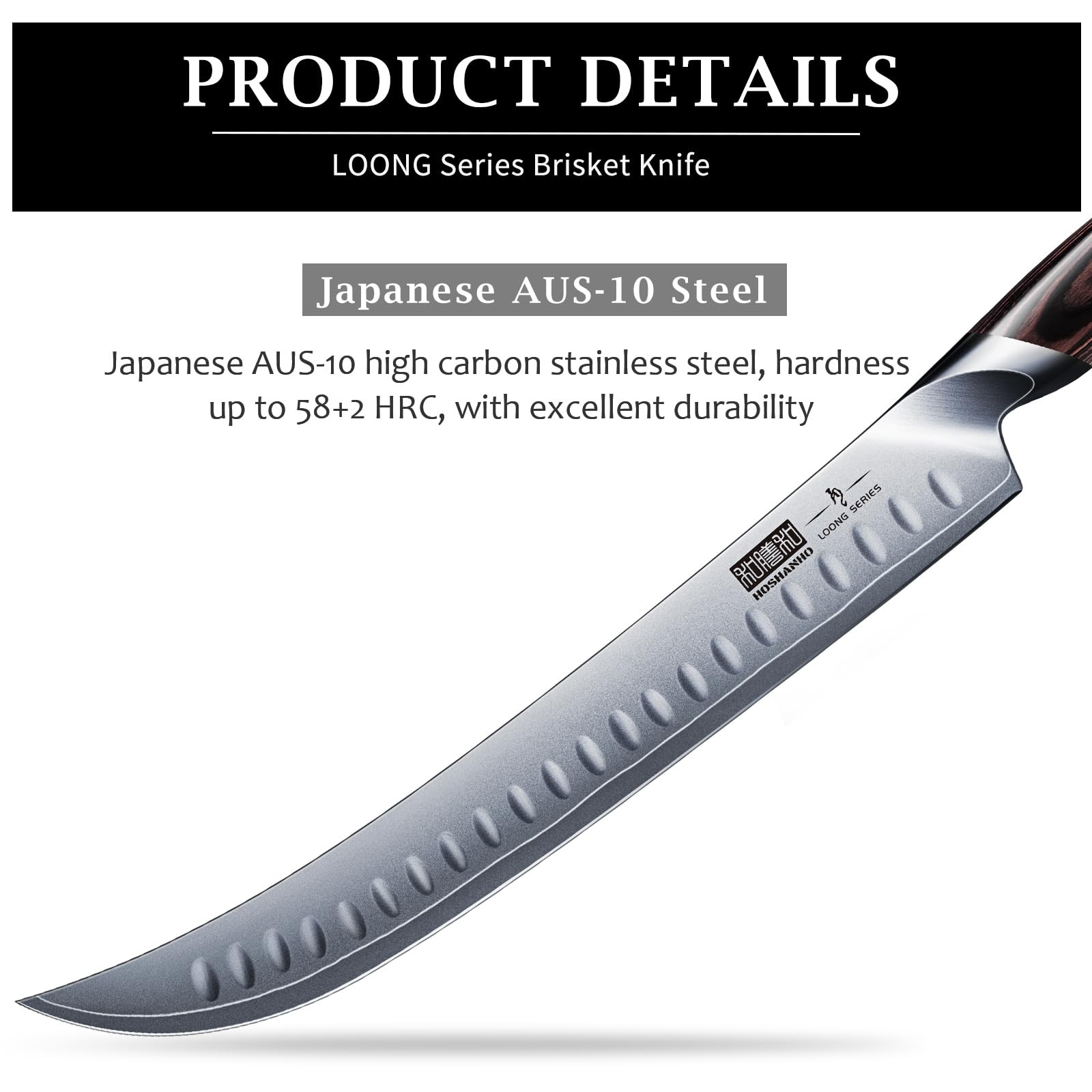 HOSHANHO Carving Slicing Knife, 12 Inch Japanese High Carbon Steel Brisket Kn...
