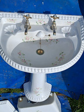 Heritage Close Coupled Toilet Set Floral Design with Cistern & Pink Seat