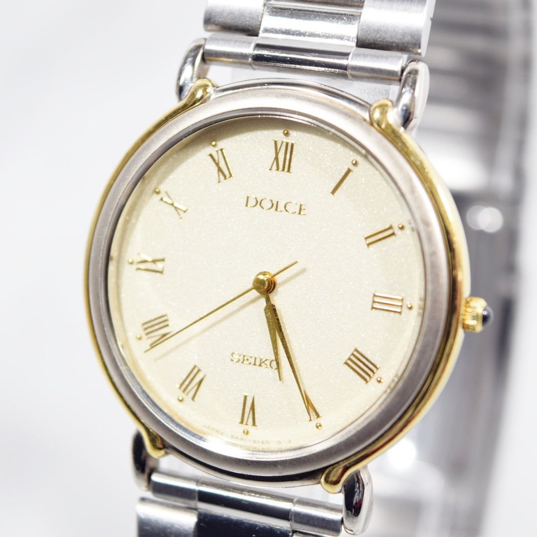 Vintage Men's Dolce Battery SEIKO [Near Mint] Watch QZ 1993 Roman New 8N41-6110 - vintagewatches.pk