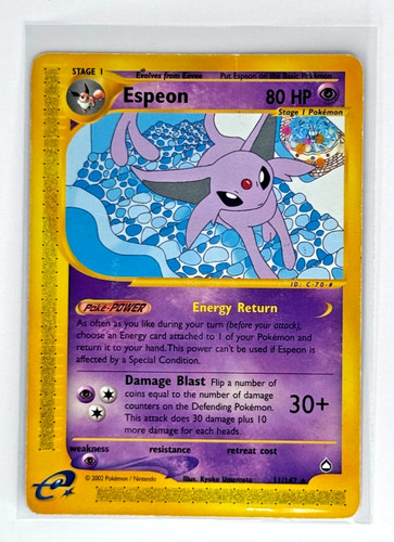 Pokemon Aquapolis Espeon 11/147 Rare Unlimited Stage 1 80 HP English 2002