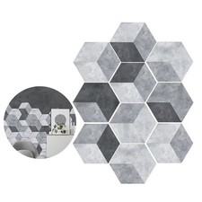 10 Pcs Hexagonal PVC Floor Stickers Self Adhesive Cement Style