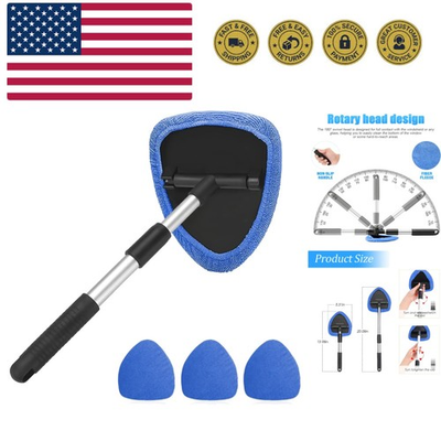 #ad #ad Car Window Cleaner with Extendable Long Handle and 4 Washable Reusable Microf... $16.81