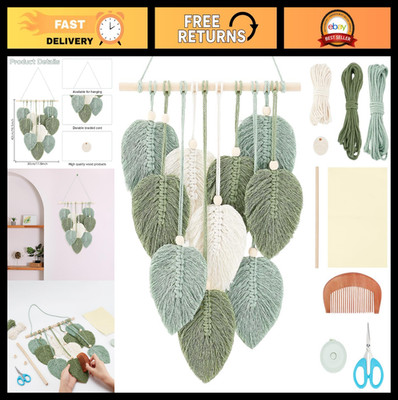 DIY Macrame Leaf Wall Hanging Kit - Beginner Friendly Tapestry for Home Decor, G