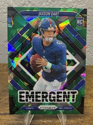 2025 Panini Prizm Jaxson Dart Emergent Green Cracked Ice RC #6 Giants