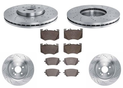 F&R Drilled Disc Brake Rotors Brake Pads Fits Mercedes Benz CLA35 AMG 2020-2025