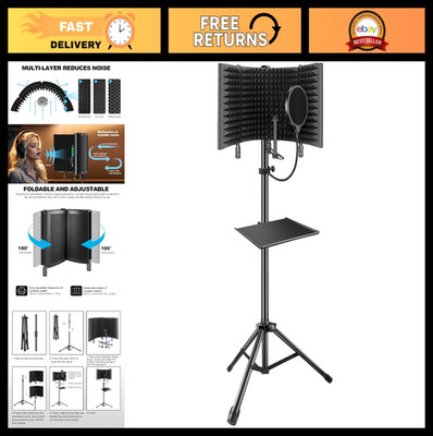 Professional Microphone Isolation Shield & Pop Filter for Studio Recording - Foa