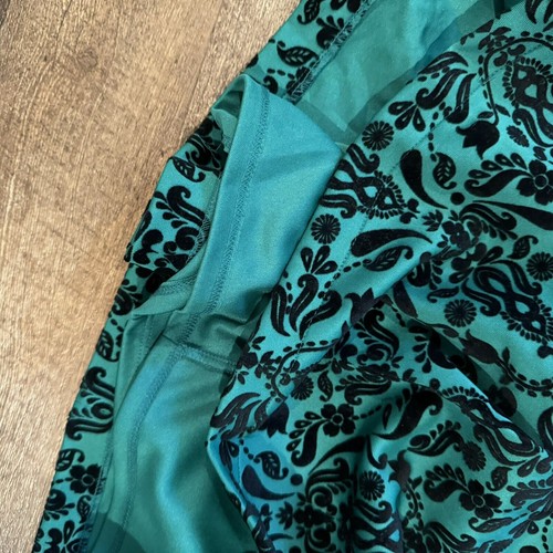 GB GIRLS Black Velvet Emerald Green Jacquard Party Holiday Dress Size 14 Preppy - Picture 5 of 12