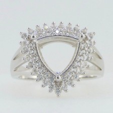 Engagement Semi Mount Ring Setting Trillion 7mm Ring 925 Sterling Silver Ring