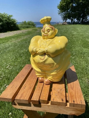 Vtg Cookie Jar Chef Pierre Red Wing Yellow Pottery Collectible 1940 - 50's EUC