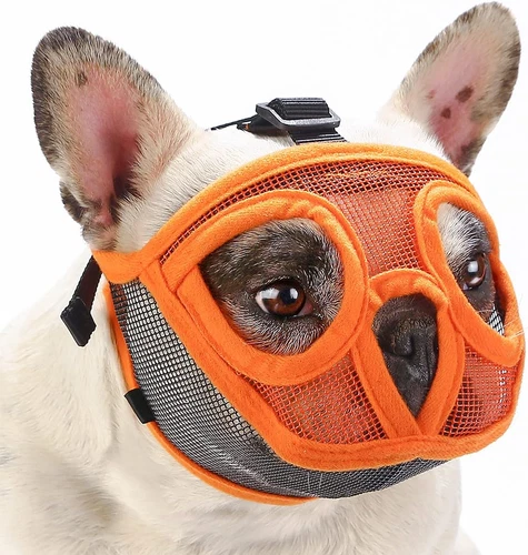 Short Snout Dog Muzzle, Breathable Mesh Flat Faced Muzzle for French Bulldog Shi - Picture 1 of 12