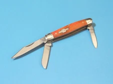 ROUGH RYDER RR244 Small Stockman Orange color smooth bone knife 2 3/4" closed