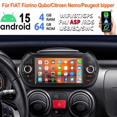 7'' Autoradio Android 15 4+64G Apple Carplay Für Fiat Fiorino Peugeot bipper NAVI