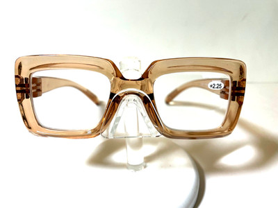 1 PAIR TRENDY SQAURE   WOMANS NEW OVERSIZED  READING GLASSES READERS BROWN 1.25