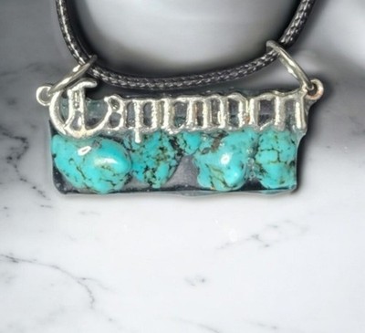 Turquoise Zodiac Pendant Capricorn 18 Inch Black Adjustable Rope