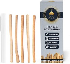 Pack of 5 Miswak Sticks for Teeth with 1 Holder - Vacuum Sealed Natural Flavored