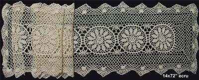 14x72'' Beige Cotton Crochet Lace Table Runner Handmade Creative Linens