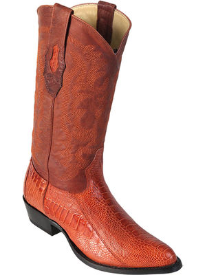 LOS ALTOS MEN R-TOE COGNAC GENUINE OSTRICH LEG WESTERN COWBOY BOOT 600503 D